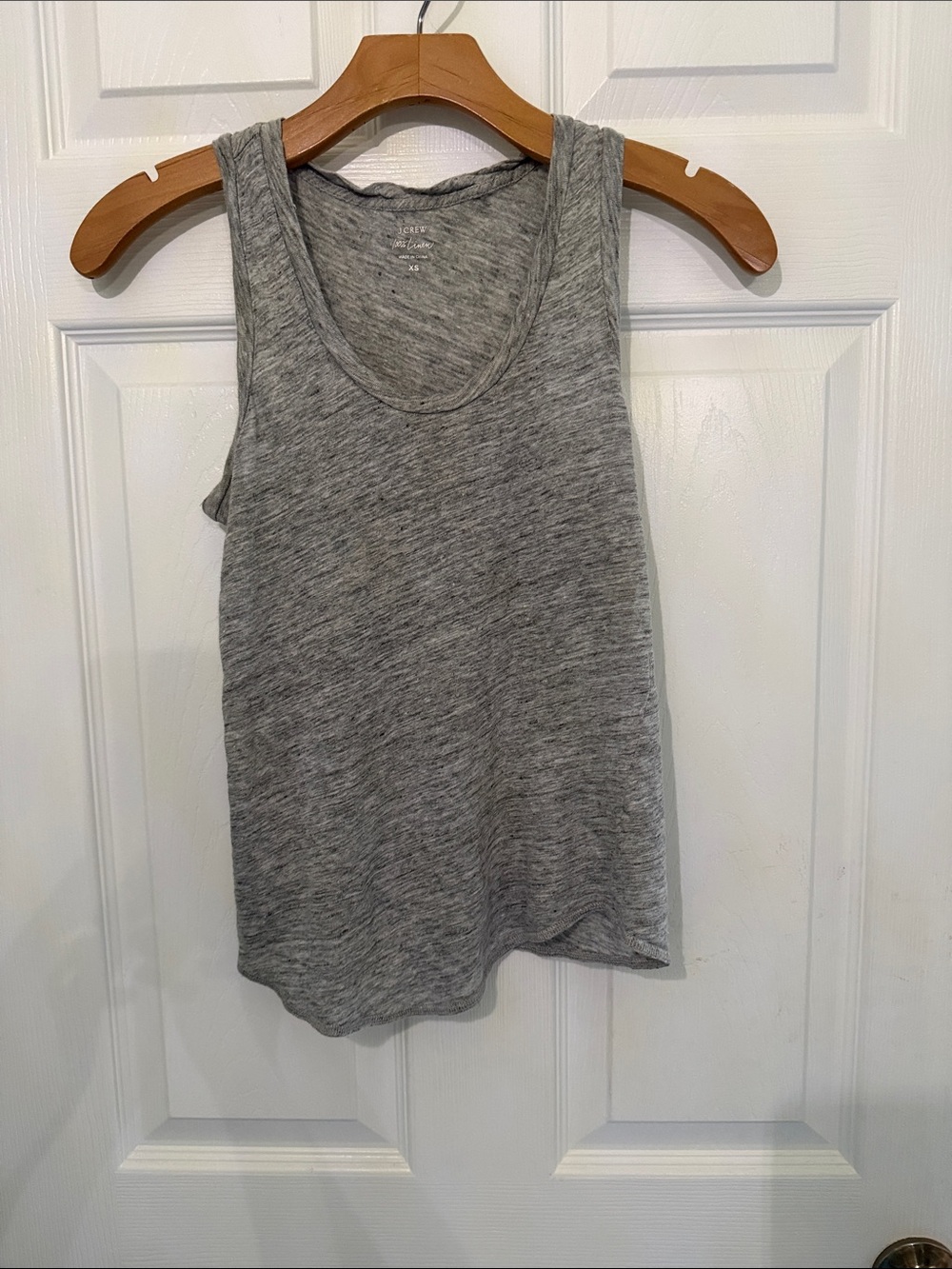 J. Crew Classic 100% Linen Women's Gray Curved Hem Racerback Style Tank Top